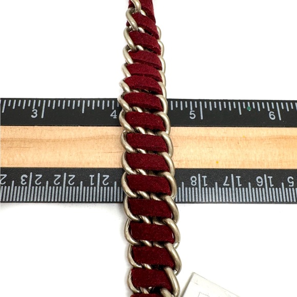 Premier Designs Red Suede and Goldtone Woven Chain Link Bracelet - Picture 10 of 10